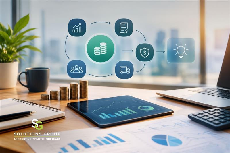 Cash flow management dashboard with financial charts and accounting reports